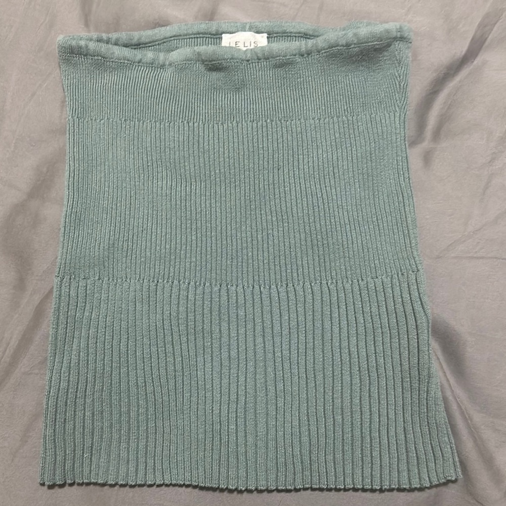 Teal Ribbed Knit Tube Top
